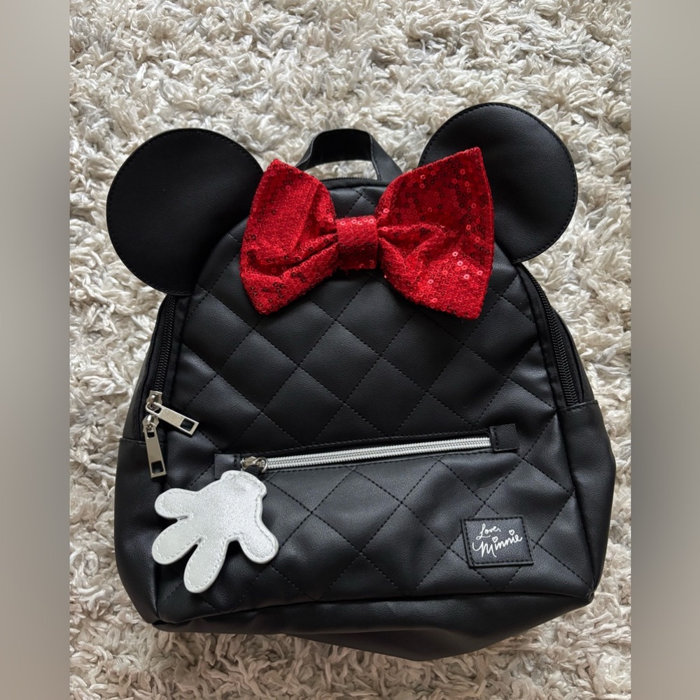 Minnie Mouse Mini Backpack Black Red - Picture 2 of 7
